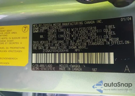 2004 Lexus Rx 330 из США, поврежденный, VIN 2T2GA31U54C006446